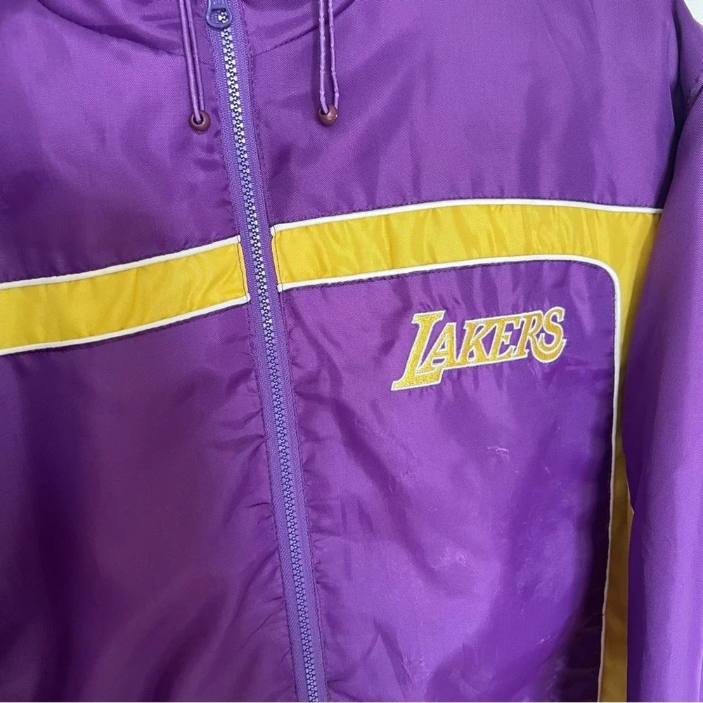 G-III Sports Los Angeles Lakers Hooded Windbreaker Jacket Purple‎ Gold Mens L